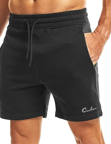 Ouber Men's Cotton Sweat Shorts Athletic Gym Workout Shorts Sporty Casual Shorts4