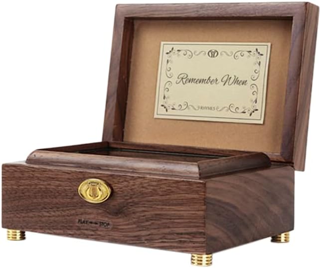 SOFTALK Wood Music Box RHYMES High-end Collectible Musical Boxs Gifts for Christmas,Birthday Valentine's Day (30 Note Single Layer Music Box, Tune ; Remember when)