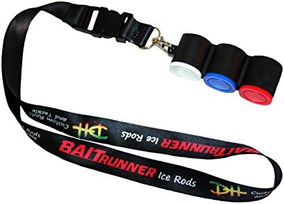 BaitRunner 3 Bait Cup Holder Lanyard with Interchangeable Bait/Tackle Storage Cups – Ice Fishing Tackle Storage System for Small Baits, Jigs, and Lures - Fits Ice Rods