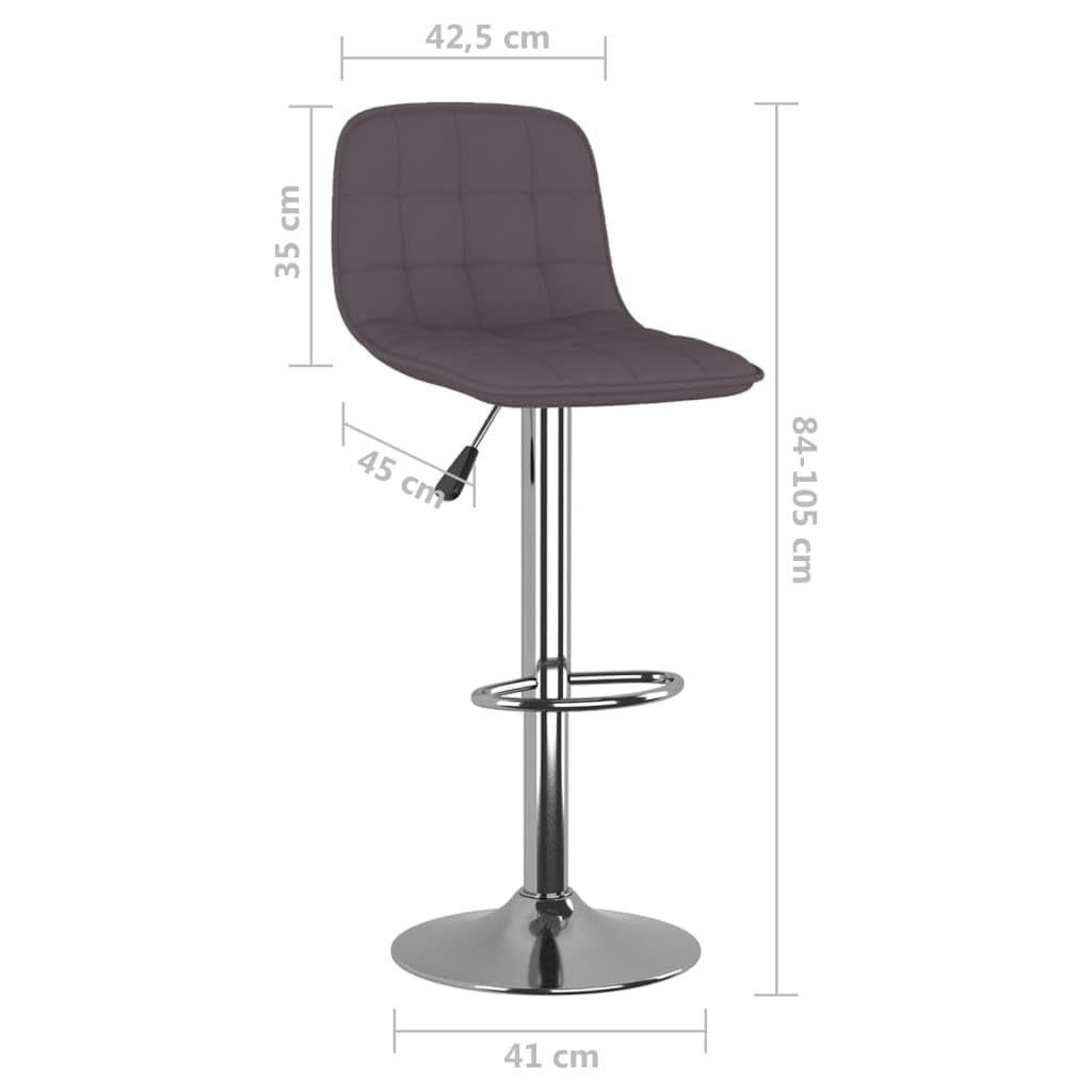 Taboret barowy 2 szt. materiał taupe z oparciem, regulacja wysokości, obrotowy 360 stopni, chromowany stelaż stalowy, podnóżek do kuchni, jadalni, baru, baru