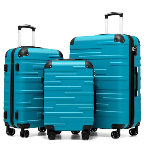 COOLIFE Hartschalen-Koffer Rollkoffer Reisekoffer Vergrößerbares Gepäck (Nur Großer Koffer Erweiterbar) ABS Material mit TSA-Schloss und 4 Rollen COOLIFE Hartschalen-Koffer Rollkoffer Reisekoffer Vergrößerbares Gepäck (Nur Großer Koffer Erweiterbar) ABS Material mit TSA-Schloss und 4 Rollen