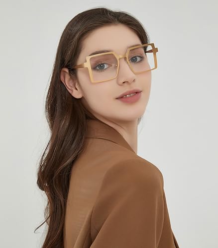 Image of VOOGLAM Stylish Rectangle Blue Light Blocking Glasses for Women Men Anti Eyestrain Dry Eyes Eyewear Elowen