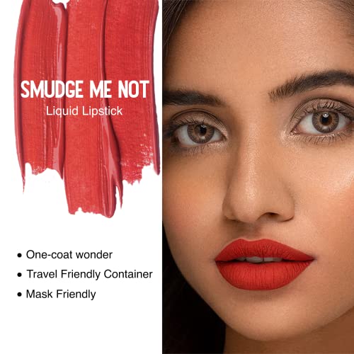 Image of SUGAR Cosmetics Smudge Me Not Liquid Lipsticks for Women | Transferproof & Waterproof | Lasts 12+ Hours | Matte Lipstick | 4.5ml - 28 Trusty Rusty (Rust Red)