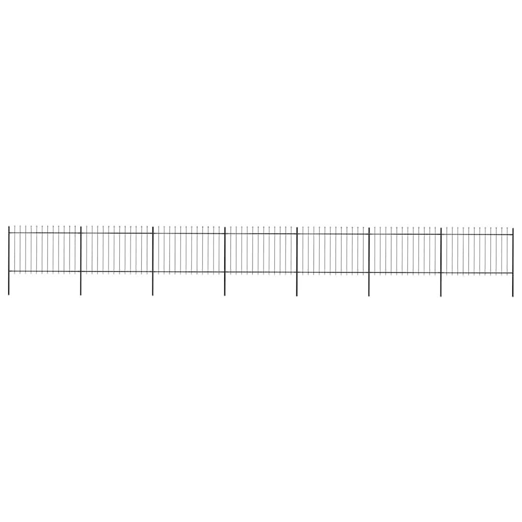 Recinzione da giardino con punta a lancia in acciaio verniciato a polvere, 1190 x 170 cm, nero, 7 elementi di recinzione, 8 pali, rete metallica stabile, griglia per arvicole, rete per voliera, rete