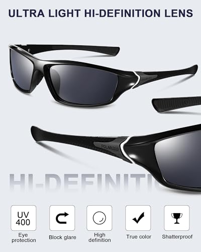 TOODOO 3 Pairs Sport Polarized Sunglasses for Cycling Driving Fishing TAC Lens Sunglasses for Men Women Youth Baseball Running Golf Motorcycle3