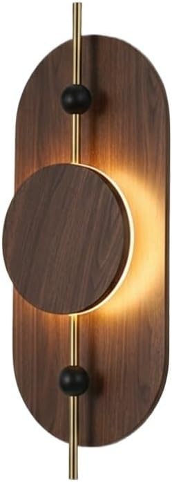 LED Wall Lamp, Oval Wood Wall Sconce, Minimal Light for Living Room, Hallway, Bedside, Entryway, Corridor, Nordic Fixture, Apartment Home, Interior Accent, Entry Nook, Foyer Parlor(Brown)