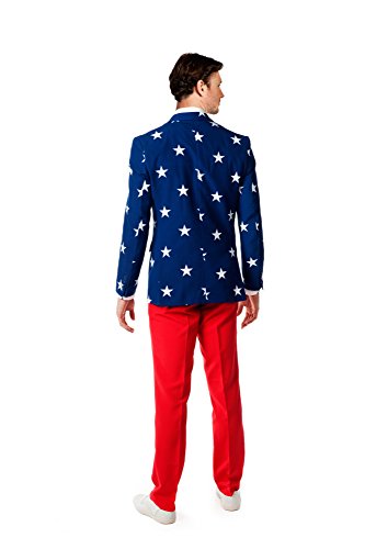 Opposuits Men American Flag Suit - Usa Outfit For The 4Th Of July With Red White And Blue Jacket, Pants And Tie #TOP1