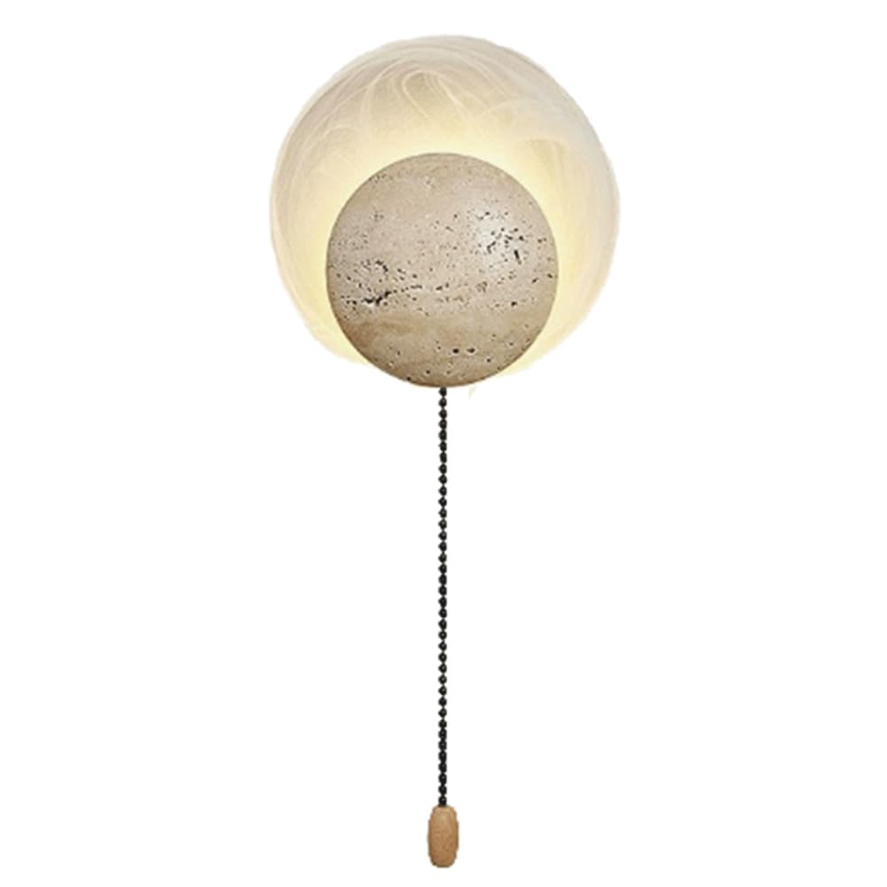 SHUANGZ Yellow Travertine Wall Sconce, Natural Stone Lampshade, LED Warm Wall Sconce with Glass Shade for Bedside,Balcony, Corridor, Bedroom, Living Room,Stairway Stone Wall Lamp - Warm Fixture
