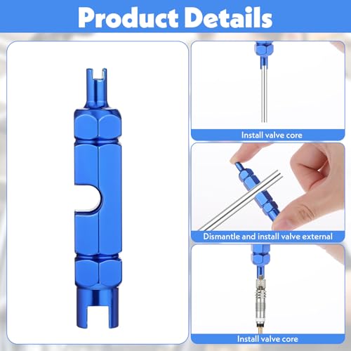 Image of 22Pcs Valve Core Tool Set, Bicycle Valve Stem Removal Tool with Tubeless Valve Core & Tire Valve Stem Caps, Bike Valve Stem Core Replacement Kit for Mountain Bike Road MTB Tires Repair