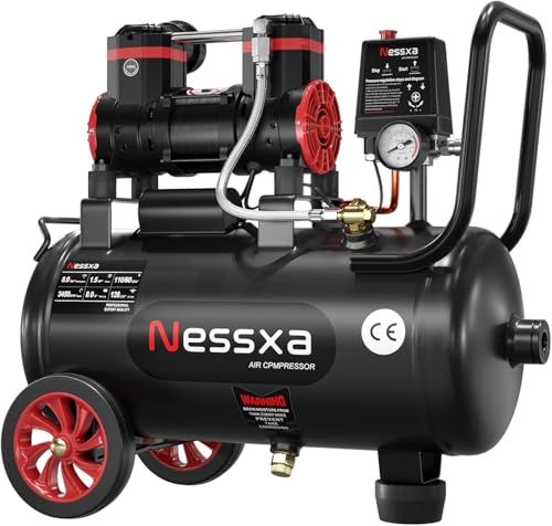 Image of Ultra Quiet Air Compressor 8 Gallon, 1.5HP 4.52 CFM Max 115 PSI Pressure Oil-Free Steel Tank, Air Compressor with 2 Quick Couplers for Auto Repair, Tire Inflation, Spray Painting, Woodwork Nailing