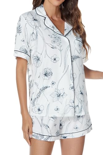 Image of LUBOT Womens Bamboo Viscose Pajamas for Women PJ Set 2 Piece Cooling Soft Short Sleeve Capri Pants Summer Sleepwear Set S-XXL