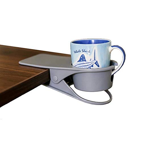 XIA-ZIHAN Cup Holder Clip- Table Desk Side Bottle Cup Stand Holder Office Computer Desk Storage Holder for Water Beverage Soda Coffee Mug Bottle Drink Cup (Grey)