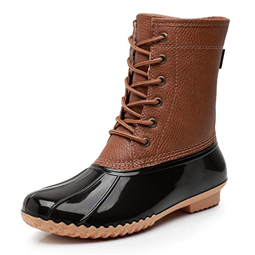 Women's Winter Duck Boots, GAWBAW Waterproof Lace Up Ankle Snow Rain Boots For Women