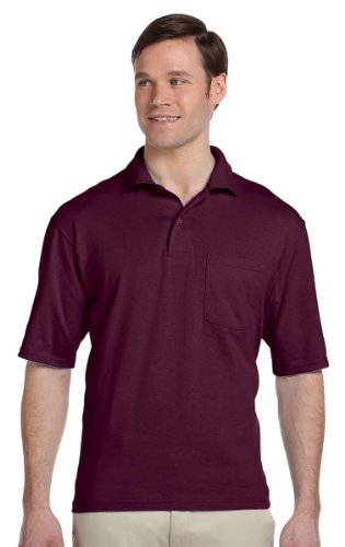 Jerzees SpotShield Jersey Knit Sport Shirt with Pocket Maroon