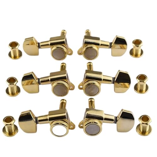 Guitar String Tuning Pegs 1 Set L3 R3 Locking Guitar Machine Heads Tuners(Gold)