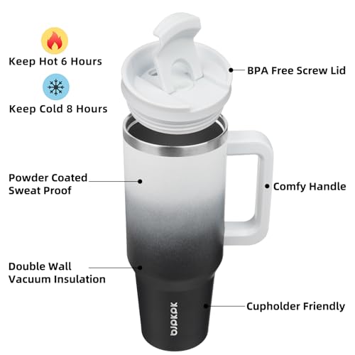 BJPKPK Insulated Tumblers With Handle And Straw 40 oz Stainless Steel Tumbler Cups With Lid,Day And Night - Image 5