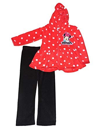 Ensemble Minnie Mouse 2 pièces en micropolaire rouge à pois pour le confort hivernal de bébé