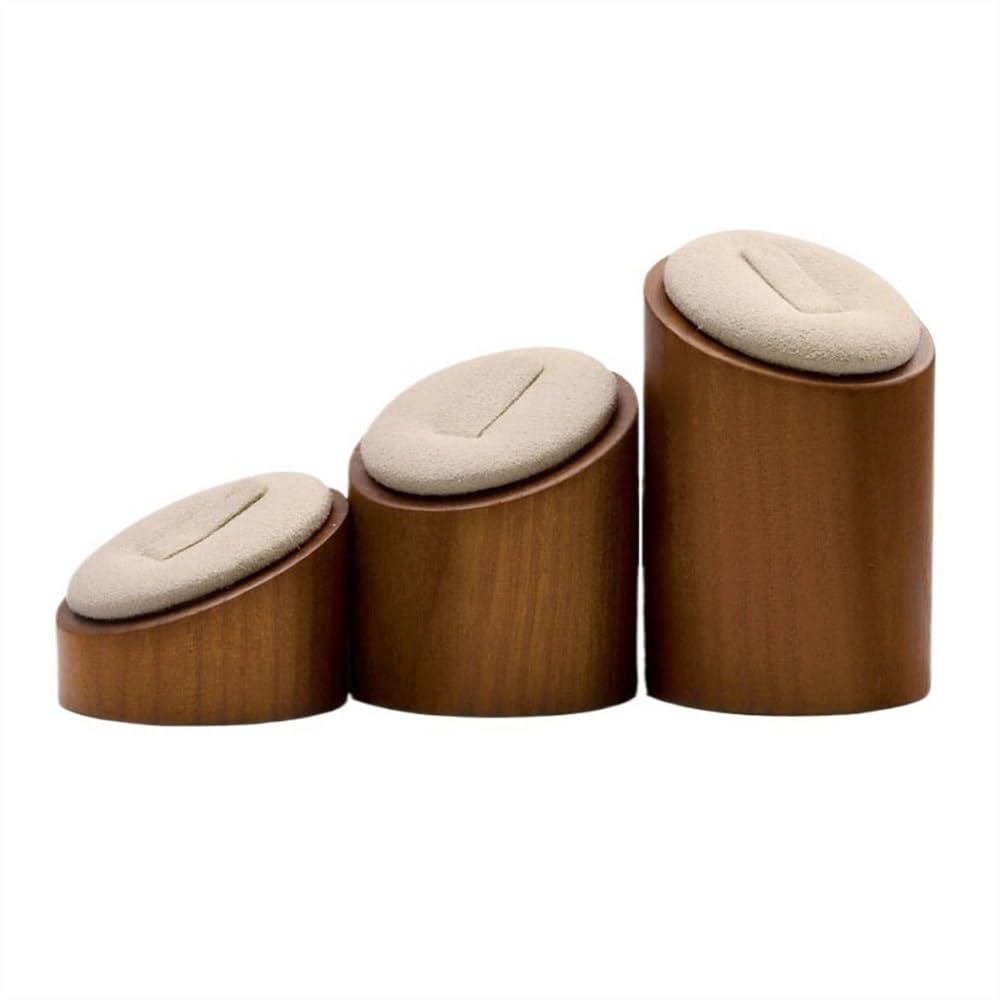Présentoir bijoux bague bois et microfibre pour rangement vitrine