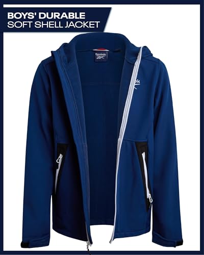 Image of Reebok Boys Fleece Jacket - Polar Fleece Lined Wind & Water Resistant Softshell Winter Jacket - Outdoor Winter Coat for Boys