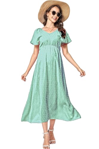 Image of Maternity Dress Women's Off Shoulder Split A Line Casual Maxi Dress Photography Dress for Babyshower