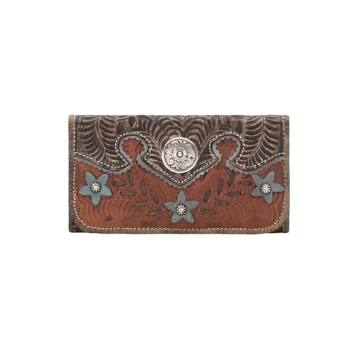 American West Desert Wildflower Ladies' Tri-Fold Leather Wallet