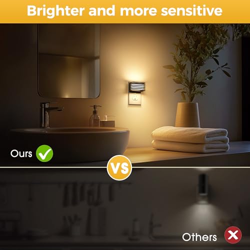 Image of L LOHAS LED Night Lights Plug into Wall, [4-Pack] Modern Plug in Night Light with Dusk-to-Dawn Sensor, Adjustable Brightness, 3000K Soft White for Bedroom Bathroom Hallways Kid's Room