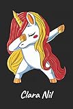  Clara Nil: Cuaderno de notas blanko para niña y mujer con nombre personalizado y diseño de kawaii cuaderno unicornio bailarin con pelo en los colores ... universidad, regalo de cumpleaños y navidad.