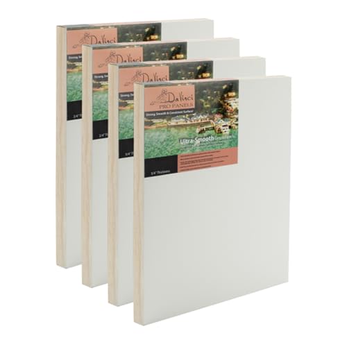 DaVinci Wood Panel Da Vinci Pro Ultra Smooth Gesso Panels 3/4inchinch Panel (Single) 12x16inchinch - 4 Pack