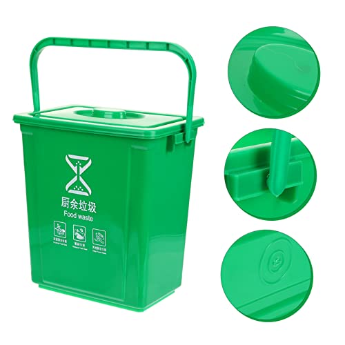 Caneca de basura cuadrada verde de plástico 13 galones miniatura 4