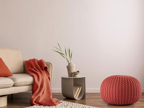 kreatives Wohnen Pouf Premium ø45cm Sitzhocker Strickpouf Innen Terrasse Pool Garten nachhaltig Terracotta - Ginger