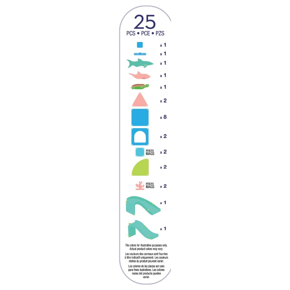 Magna-Tiles Coral Reef 25-częściowy magnetyczny zestaw konstrukcyjny, oryginalna marka magnetyczna