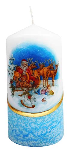 Meissner-Handel Auswahl Motiv, Weihnachtskerze ca. 6 x 12 cm, farbig getaucht, mit farbigen Wachs- und Bildauflagen * (Motiv 042) Cover