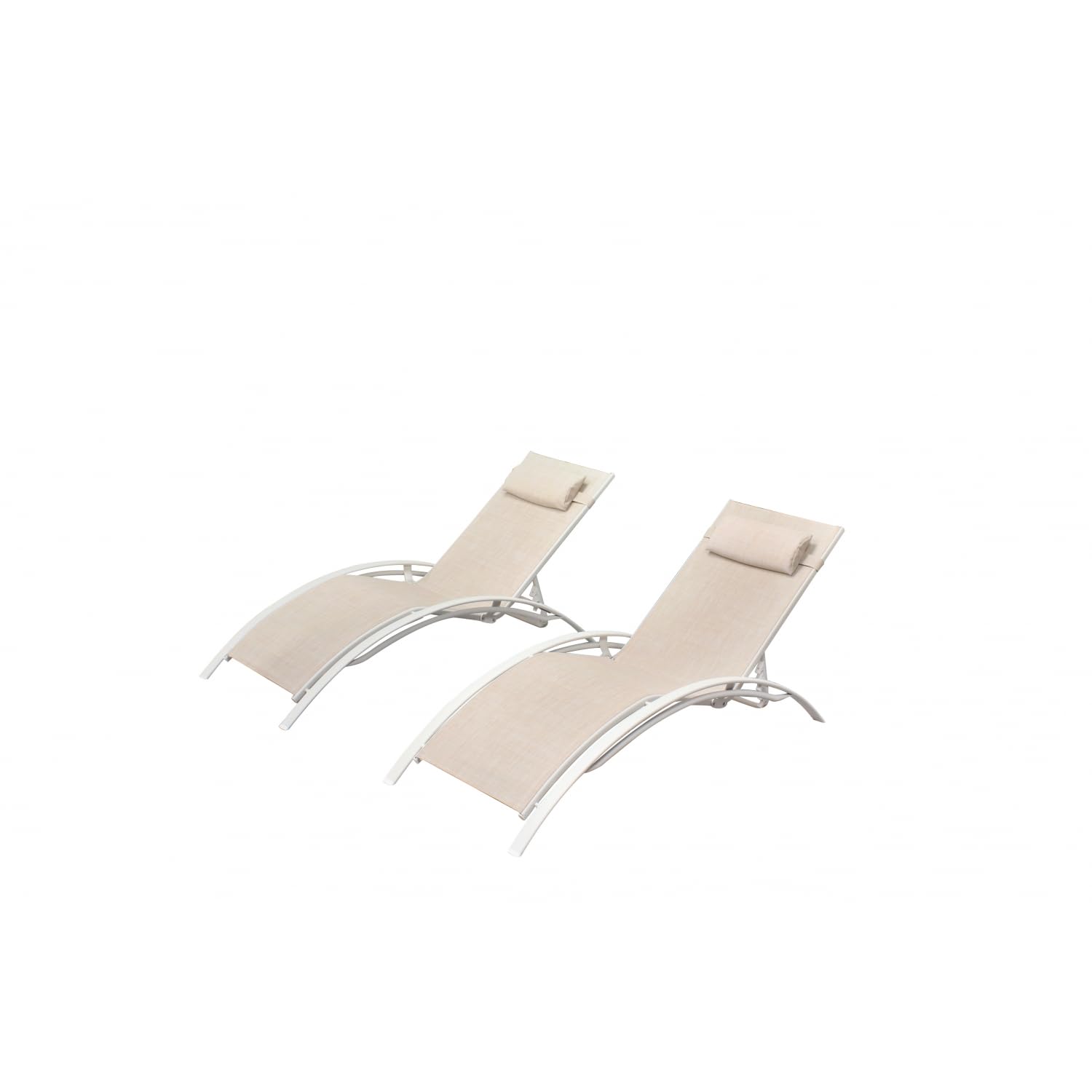 CONCEPT Fábrica - Juego de 2 tumbonas ajustables y apilables | Tumbona de sol para exterior cómoda | Bahía crudo blanco | Textilene | Ajustable 6 Posiciones | Jardín Terraza Playa Piscina