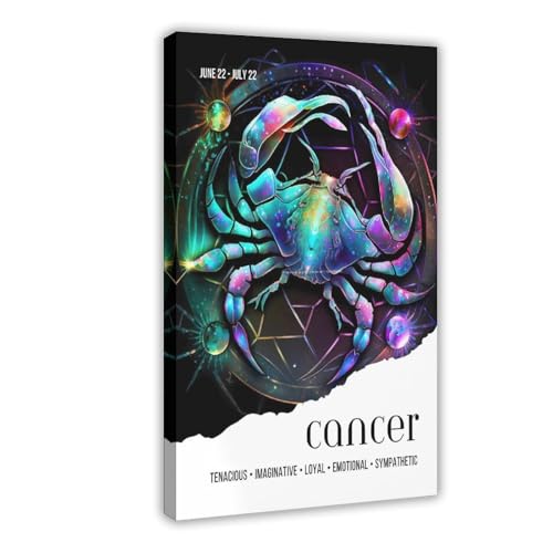 XYSWDD Póster de cancro do zodíaco e cancro, tela para parede, póster e impressões estéticas para quarto, quarto, escritório, decoração de 30 x 45 cm