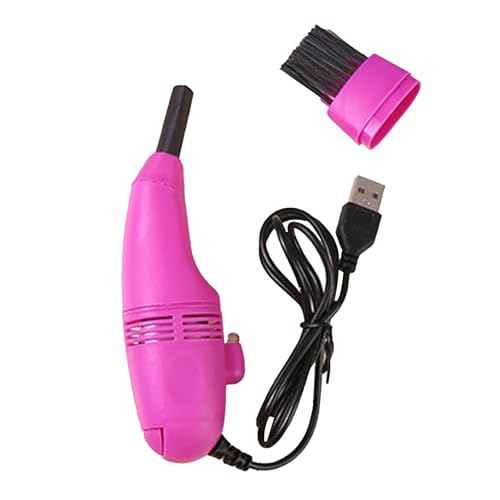Keyboard Vacuum Cleaner Mini, Portable Computer Vacuum USB Powered Desk Crumbs Dust Cleaners, Built in Powerful Sweeping Brush for Car, Laptop, Keyboard, etc (Rose Red)