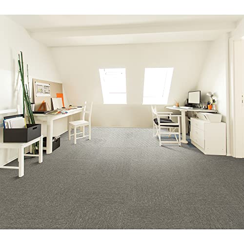 Image of Mohawk Basics 24 inch x 24 inch Berber (Loop pile), 0.07 inch Pile Height, Carpet Tile, PET Fiber, Dime Color, (1 Tile)