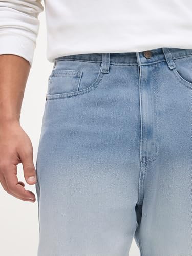 Image of Urbano Fashion Men's Loose Baggy Fit Heavy Washed Faded Denim Jeans Non-Stretchable