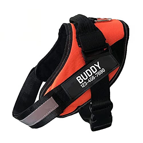Custom Dog Harness, Personalized No Pull Pet Vest with Name and Phone Number Tag for Small Medium and Large Breed(Orange,XL)