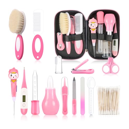 Image of Baby Grooming Kit，Infant Safety Care Setwith Hair Brush Comb Nail Clipper Nasal Aspirator, Baby Essentials Kit for Newborn Girls Boys (20 PC-Pink Kit)