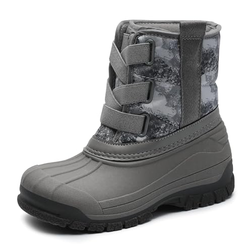 FUPPIA Toddler Boys Girls Snow Boots Velvet Lined Elastic Band Waterproof Non-Slip Boot Outdoor Winter Warm Shoes for Kids Grey 13