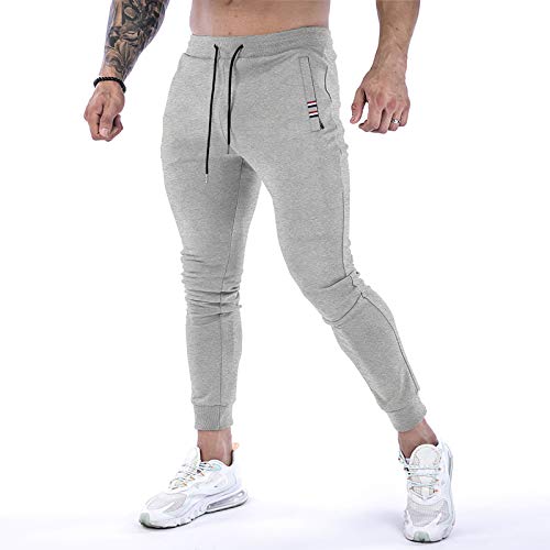 Calça jogger masculina afunilada MECH-ENG, calça de treino casual slim fit com bolsos com zíper, Lig