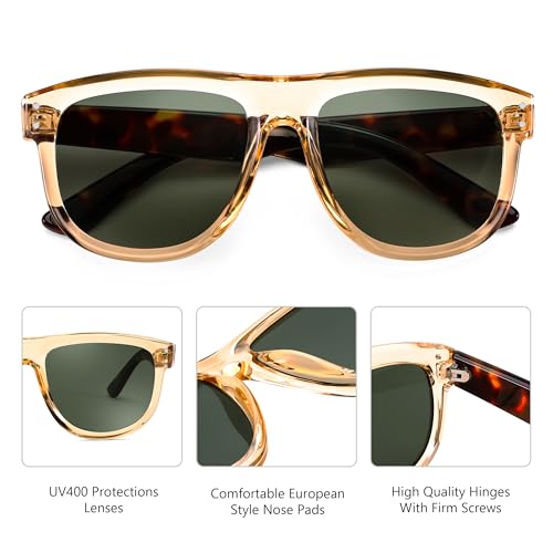 FEISEDY Square Sunglasses for Women Men Unisex Curved Style Shades Designer Sun Glasses B02144