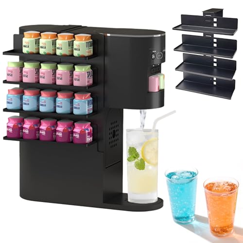 xcivi Flavor Pods Holder for Ninja Thirsti WC1001 Soda Maker, 4-Tier Flavored Storage Rack with Straw Storage, Easy to access, 20-Flavor Storage Holder for Ninja Soda Machine