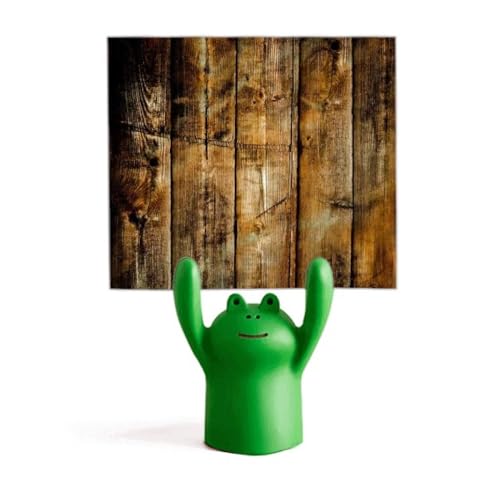Porte-mémo rétro en bois noir brun clair avec motif grenouille pour bureau