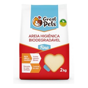 Areia Higiênica Biodegradável Milho e Mandioca Fina 2kg Great Pets