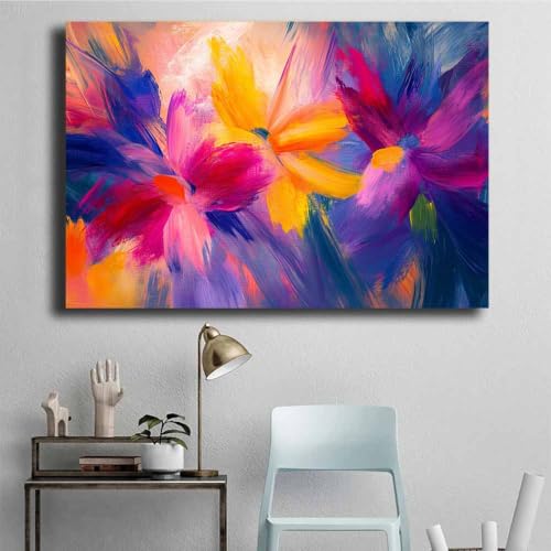 Affiche florale graffiti sur toile abstraite encadrée de qualité - 4