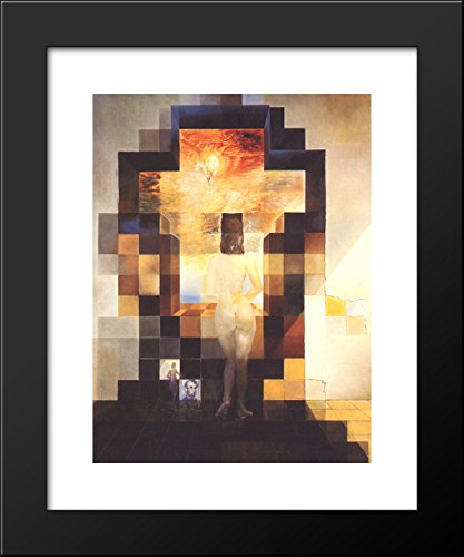 Gala Contemplating The Mediterranean Sea Which at Eighteen Metres Becomes The Portrait of Abraham Lincoln 20x24 Framed Art Print by Salvador Dali