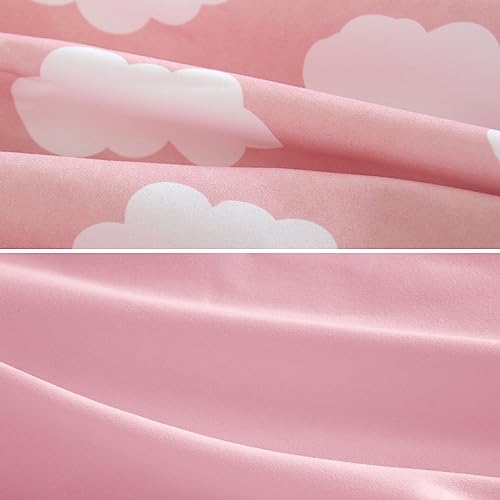 Image of Biloban 3-Piece Toddler Sheet Set Microfiber, Toddler Bedding Set Includes Crib Mattress Sheet, Flat Sheet and Envelope Pillowcase, Silky Soft, Breathable and Lightweight, Pink Cloud