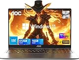 AOC Laptop Computer 15.6 Inch FHD Screen Laptop with N97 Processor(Up to 3.6GHz) 16GB RAM 512GB SSD Gaming Laptops Windows 11 Laptop Computer, Light&Thin, Metal Shell, Webcam, Type-C, USB3.2, Grey