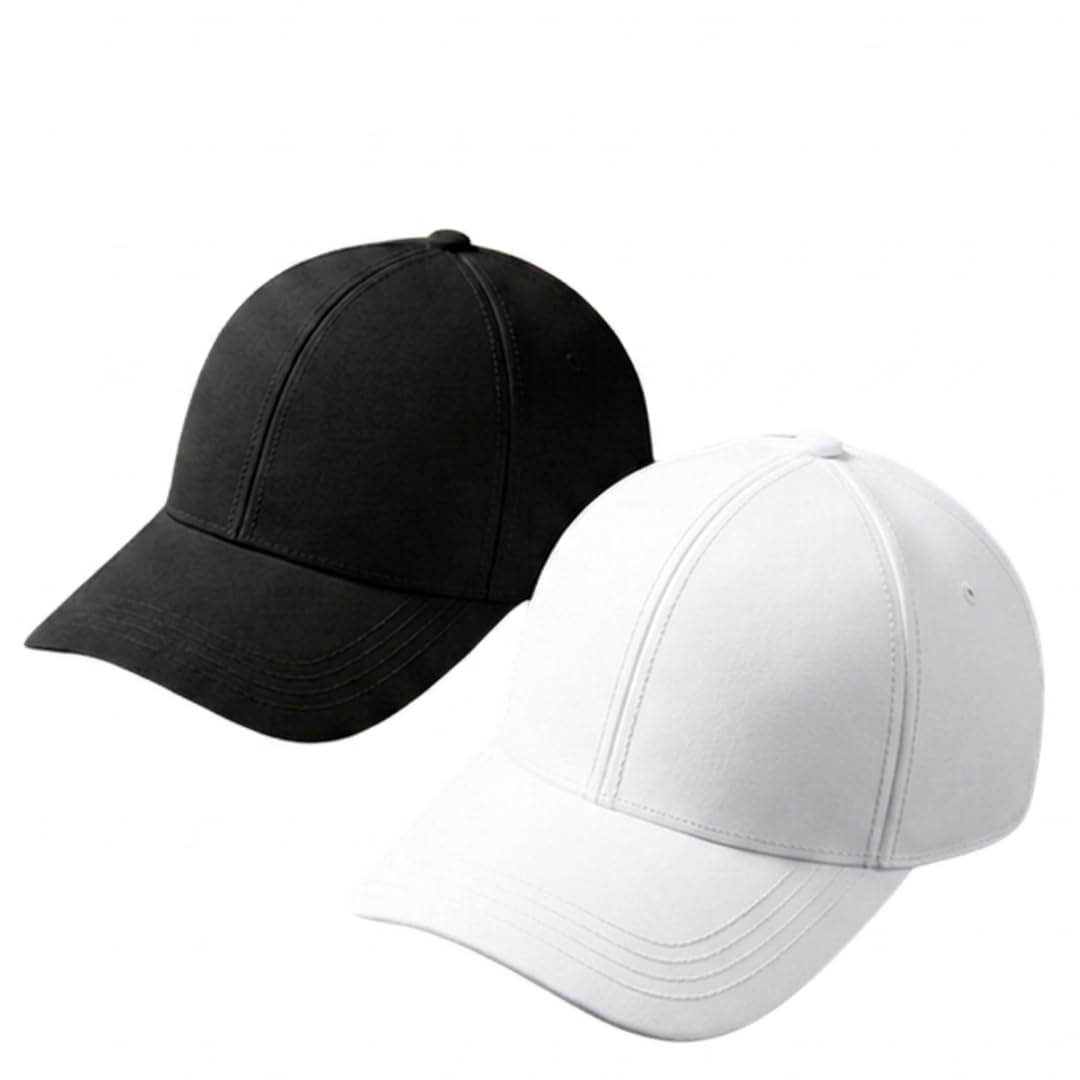 Unisex Plain Baseball Cap (Pack of 2) – Adjustable Strap, Breathable Cotton Blend, Casual Sports Hat for Men & Women (Black & White)-image-48